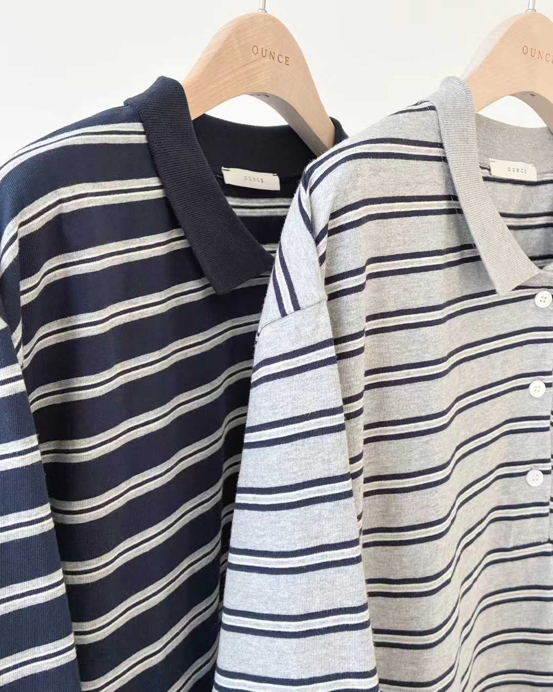 Ounce bon stripe collar T-2col