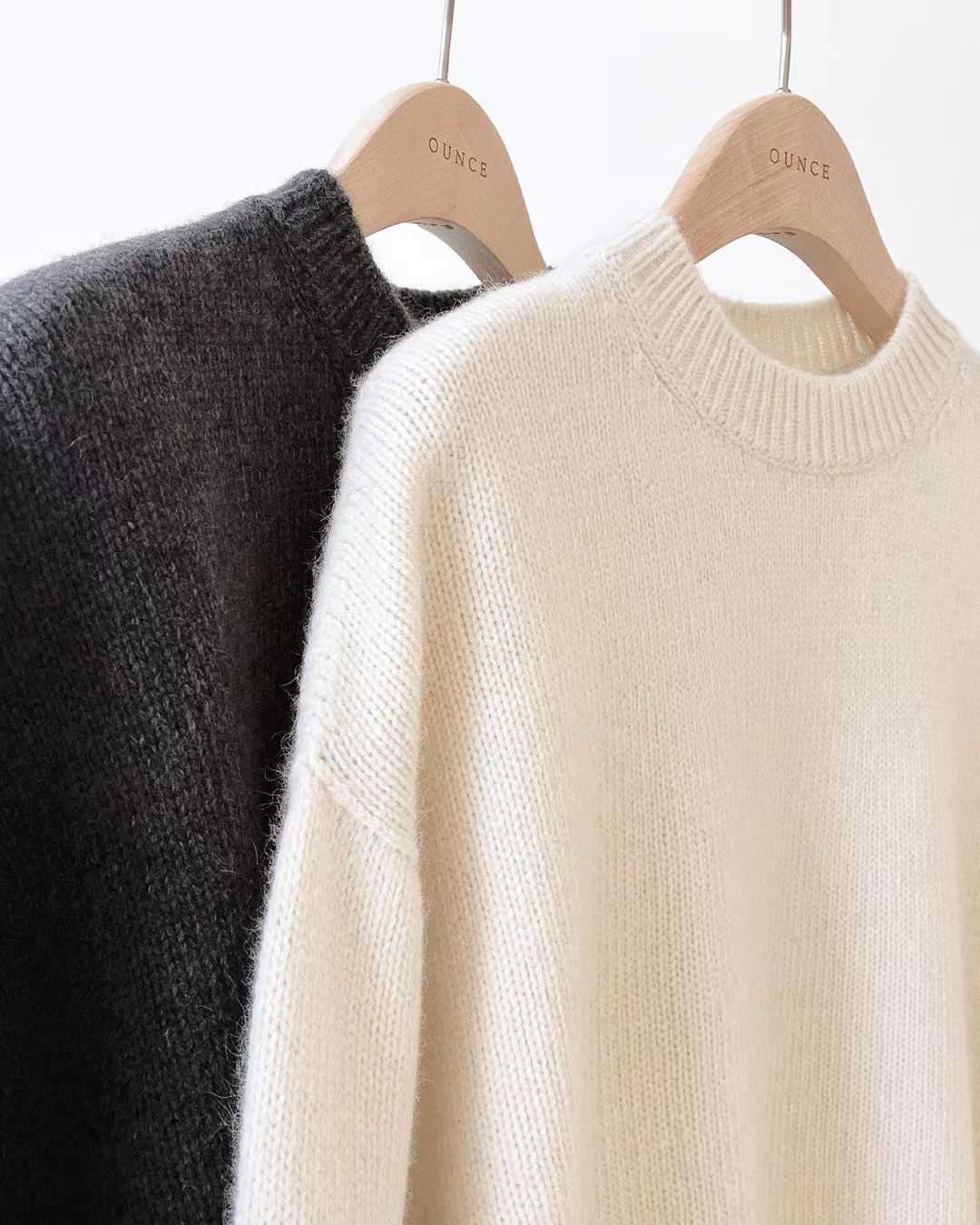 cream即納 Ounce maison raccoon cash half knit-2col