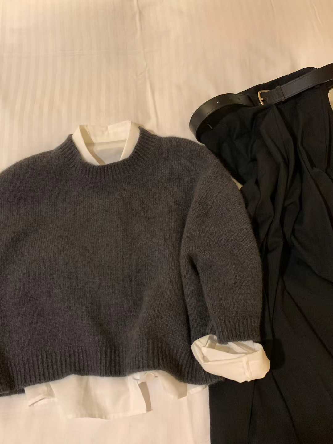cream即納 Ounce maison raccoon cash half knit-2col
