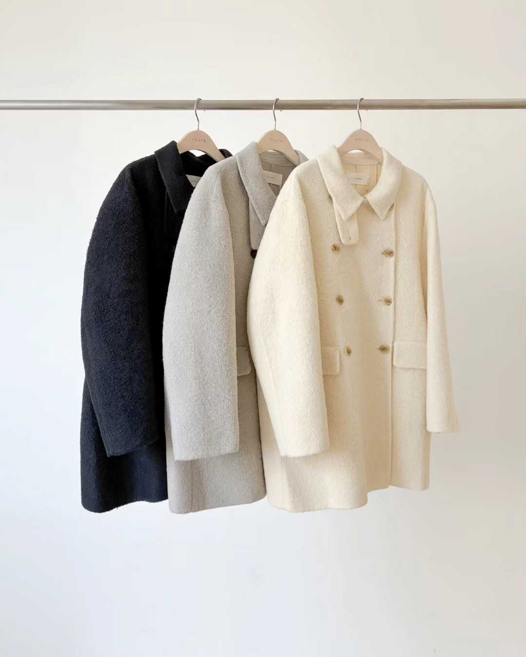 Ounce alpaca high neck half HD coat-2col