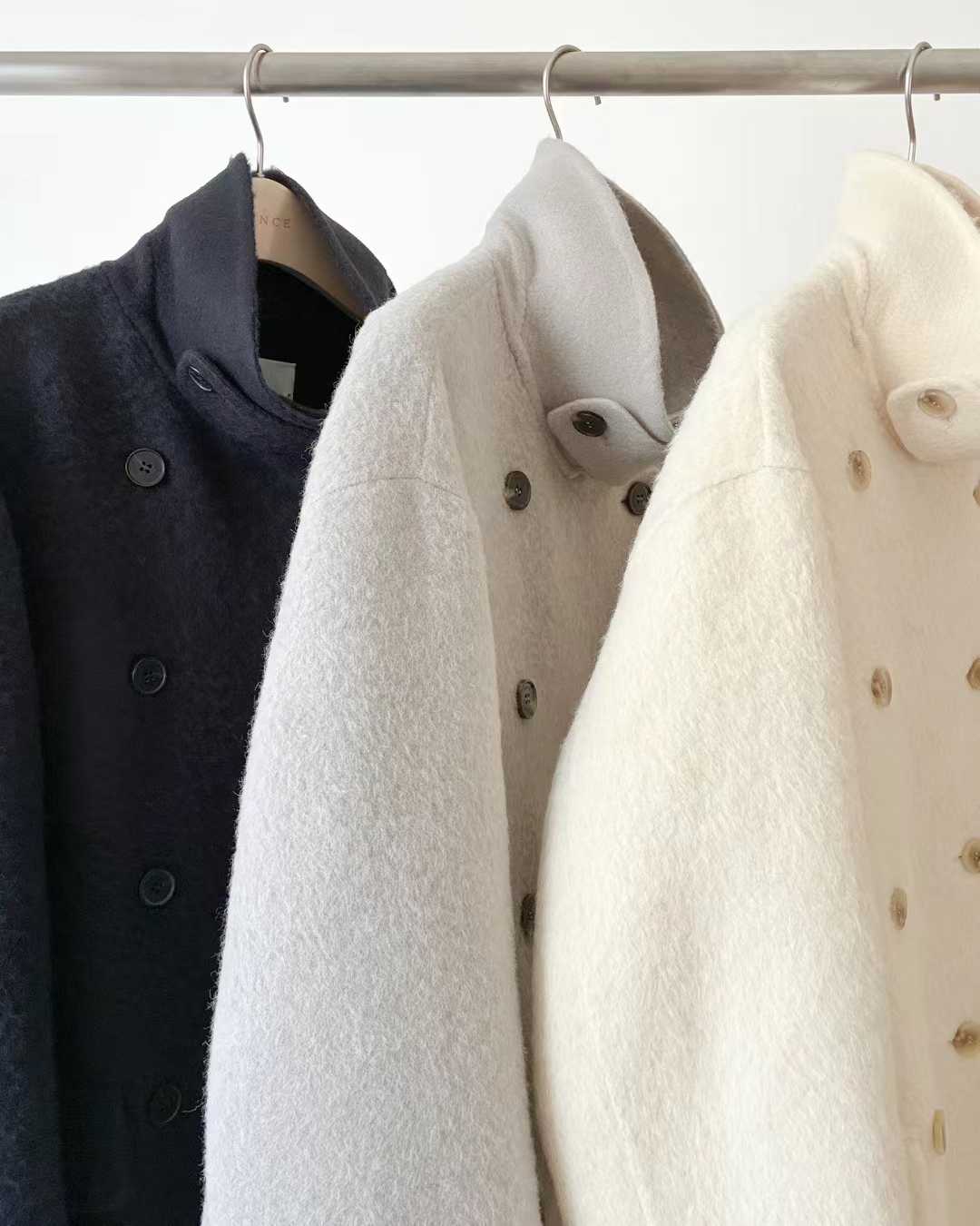 Ounce alpaca high neck half HD coat-2col