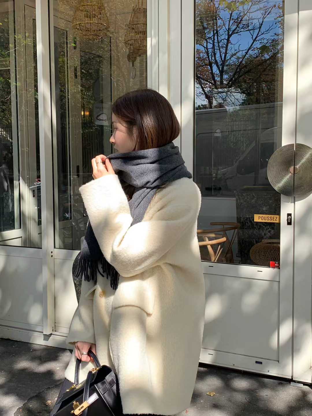Ounce alpaca high neck half HD coat-2col