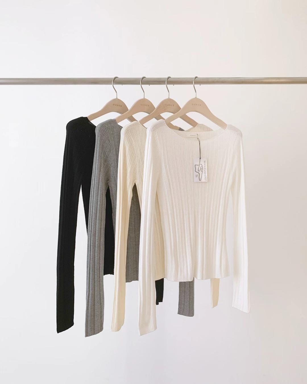 Ounce boat neck rib wholega knit-4col