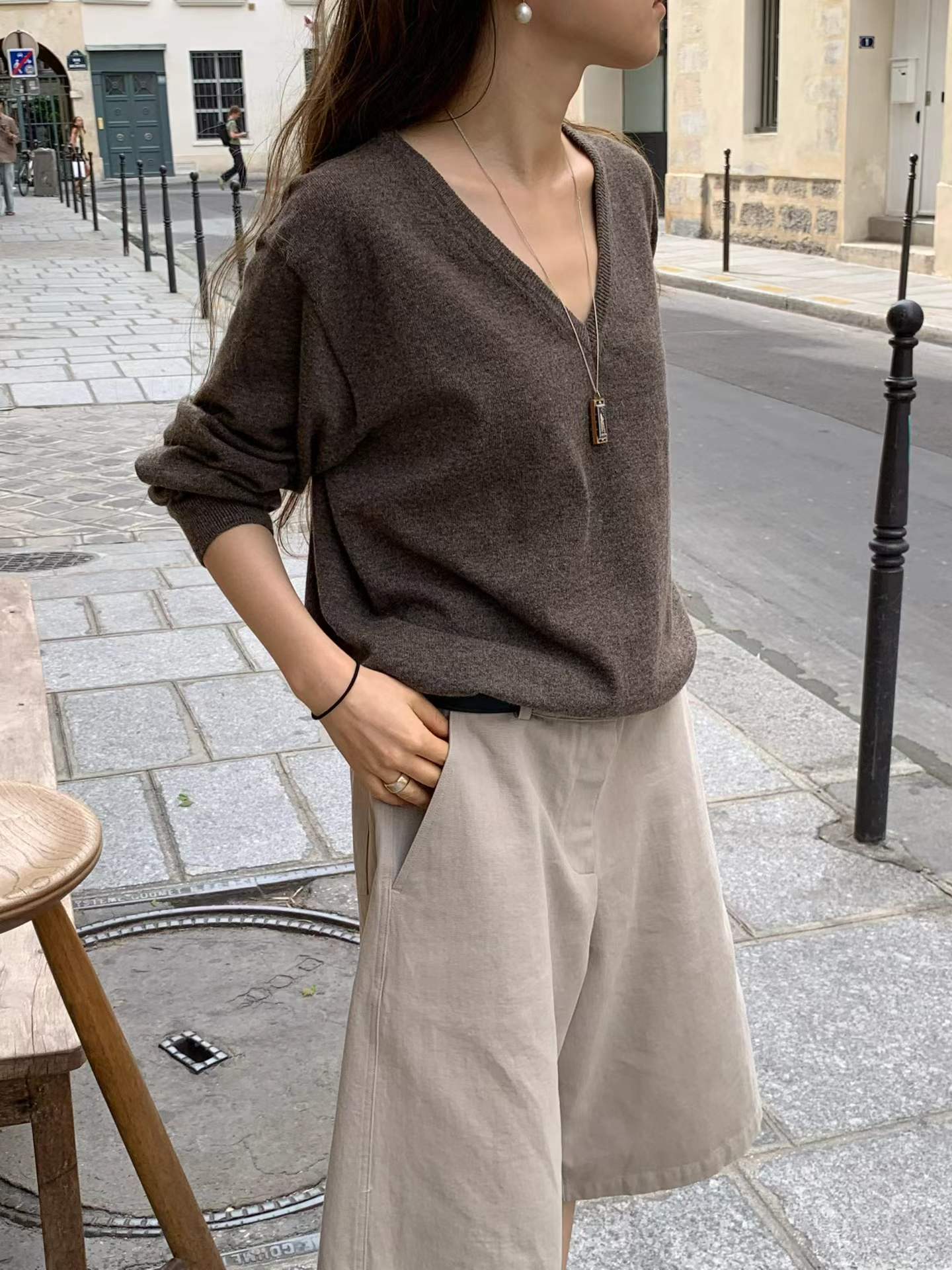 Ounce wide bermuda pants-2col