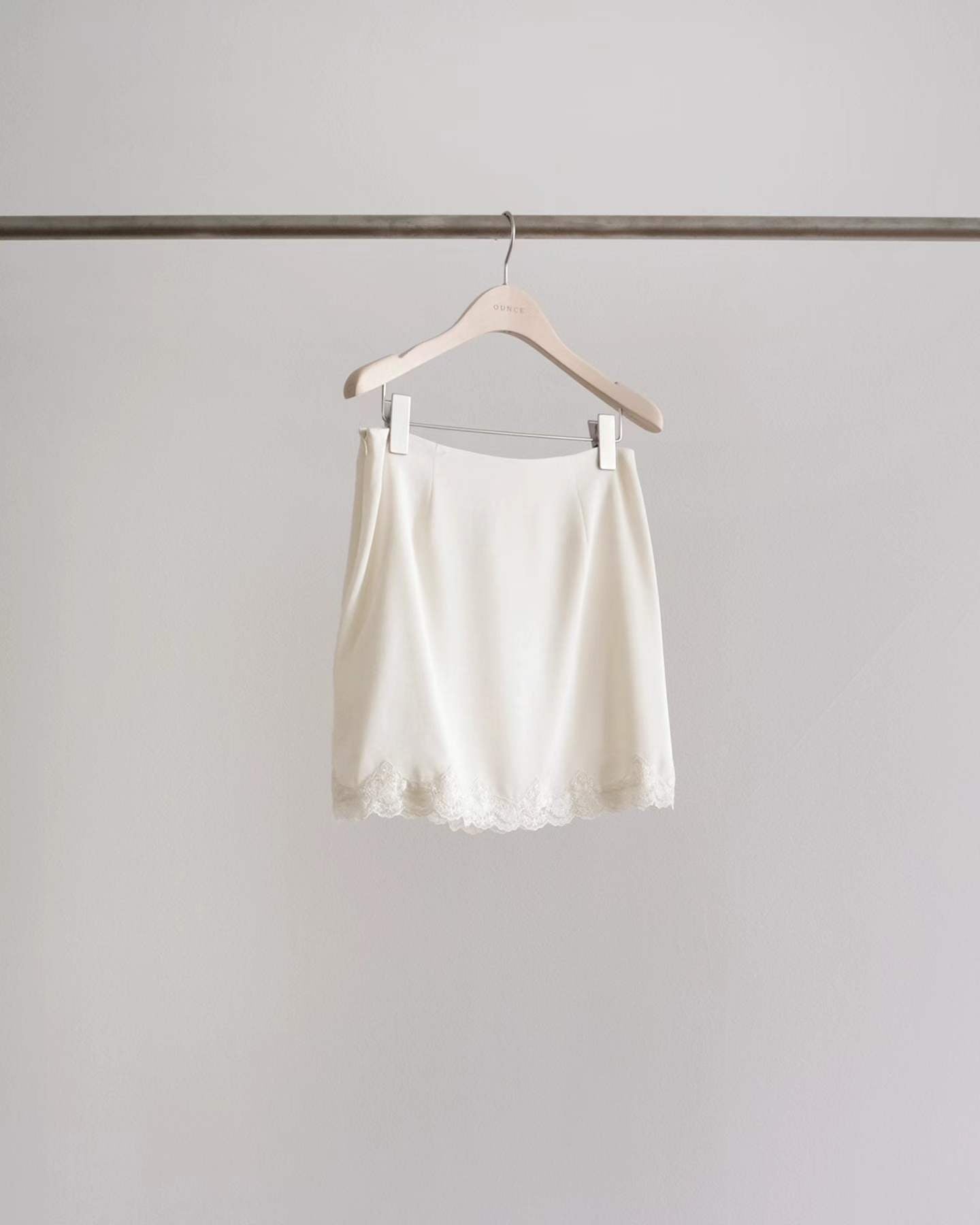 Ounce satin mini lace skirt