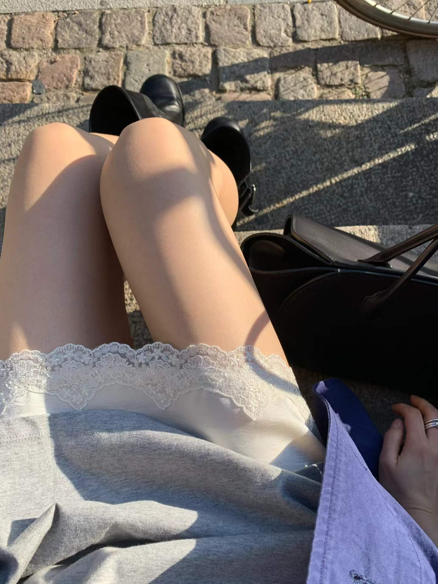Ounce satin mini lace skirt