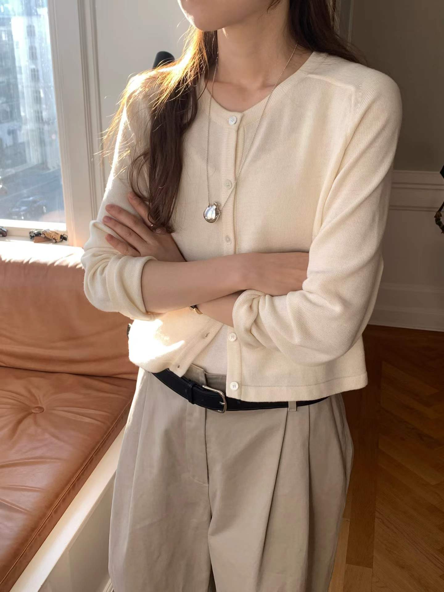 Ounce wool-silk cardigan-4col