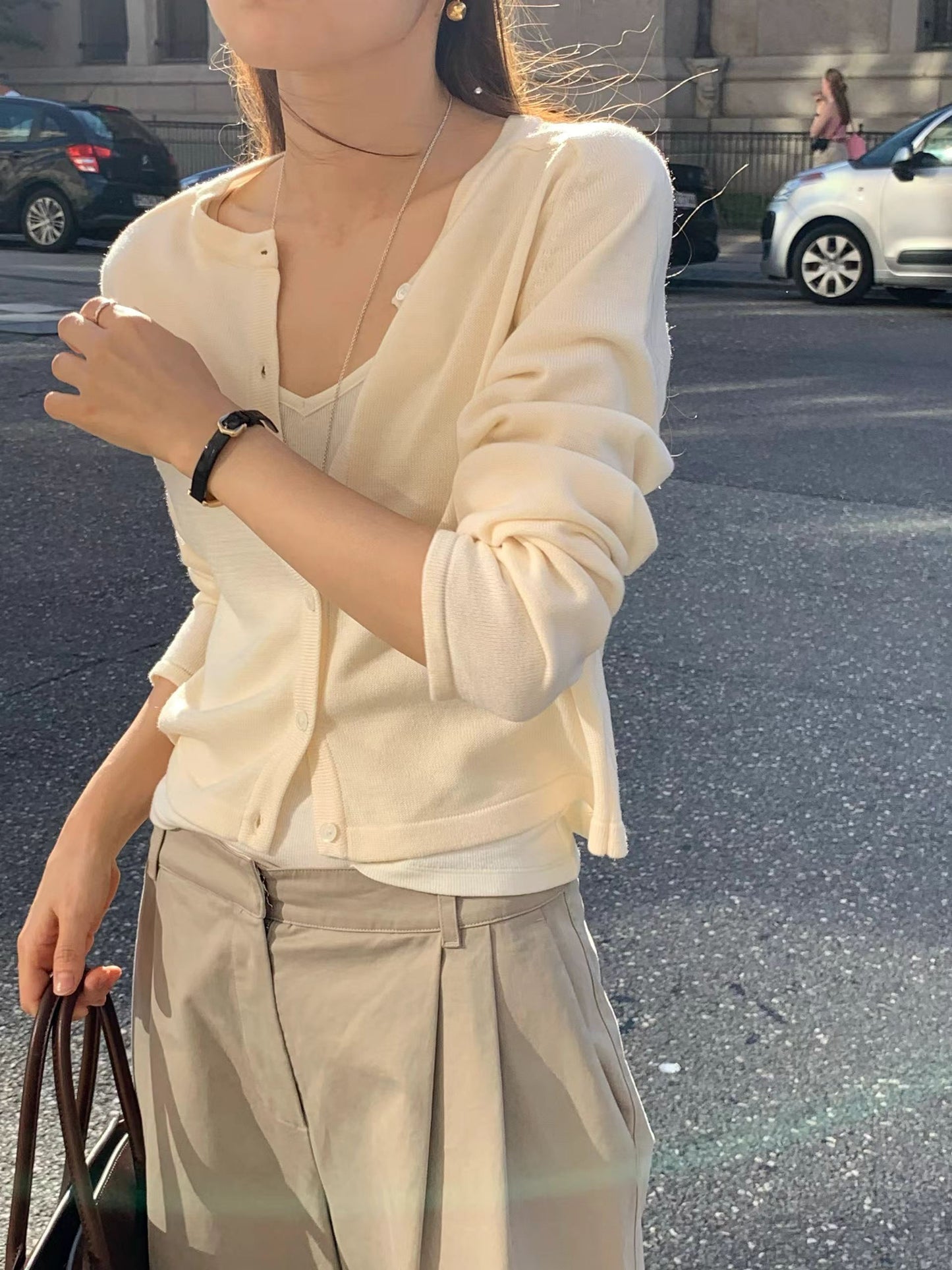 Ounce wool-silk cardigan-4col