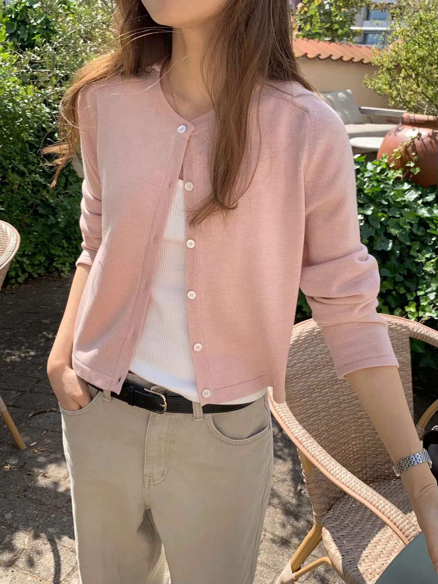 Ounce wool-silk cardigan-4col
