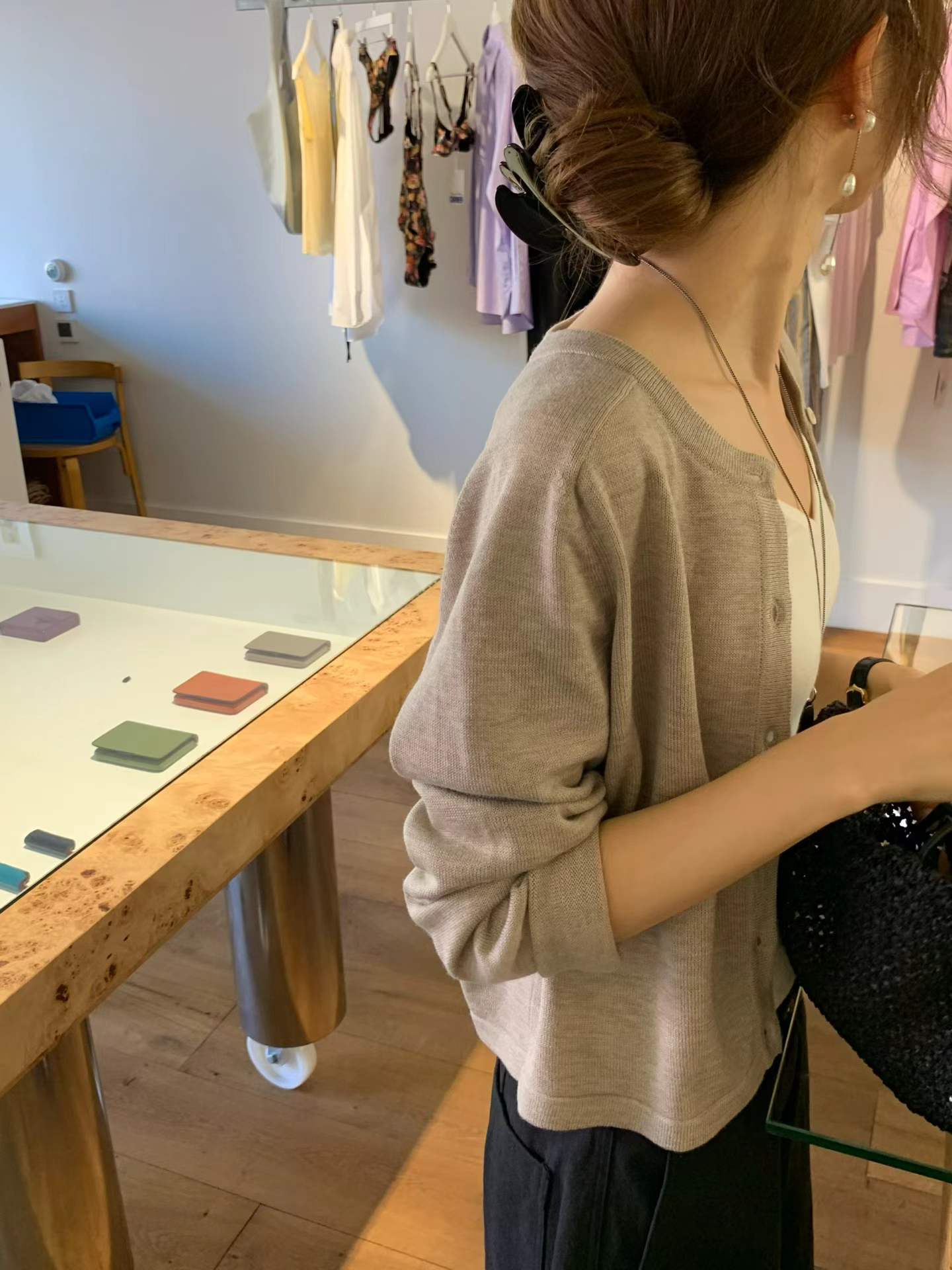 Ounce wool-silk cardigan-4col