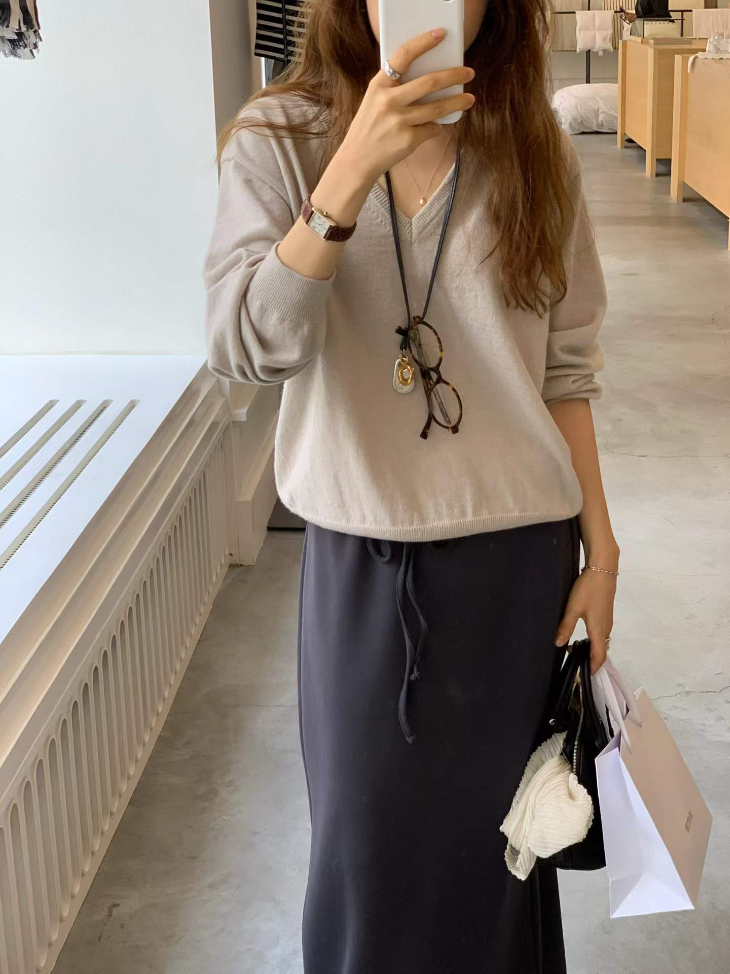 Ounce ain V wholegar knit-3col