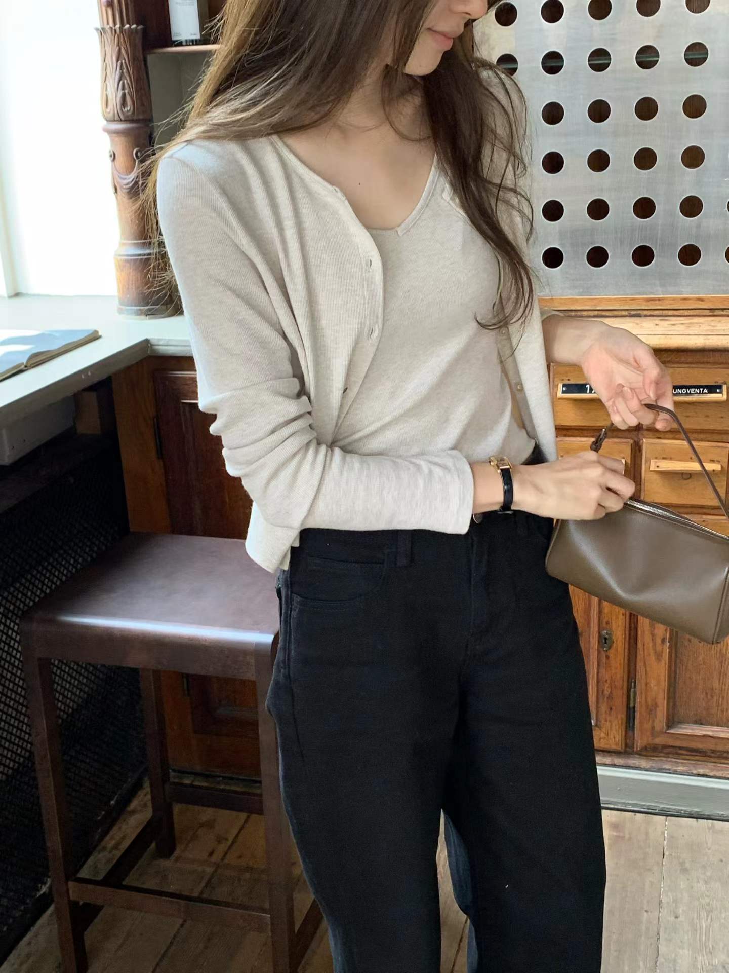 Ounce nua rib sleeveless&cardigan-5col