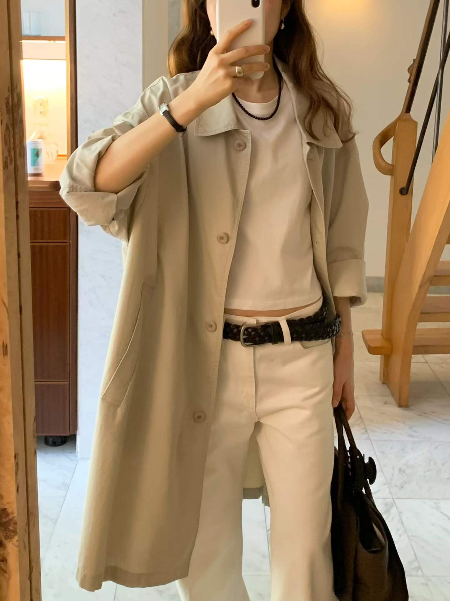 Ounce vintage-wash trench coat-2col