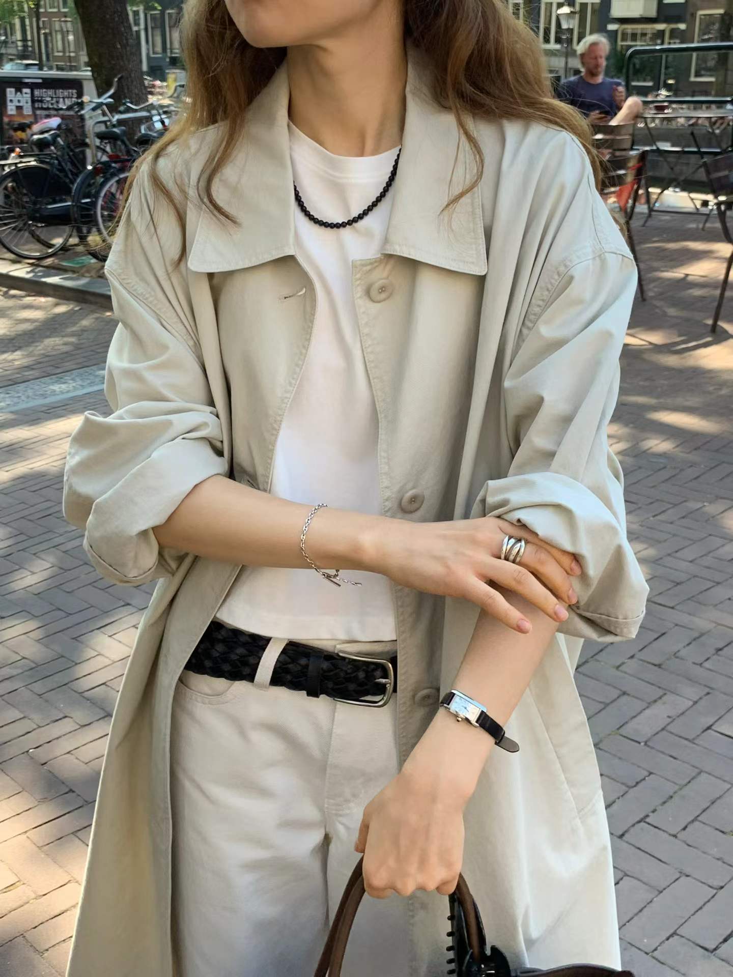 Ounce vintage-wash trench coat-2col