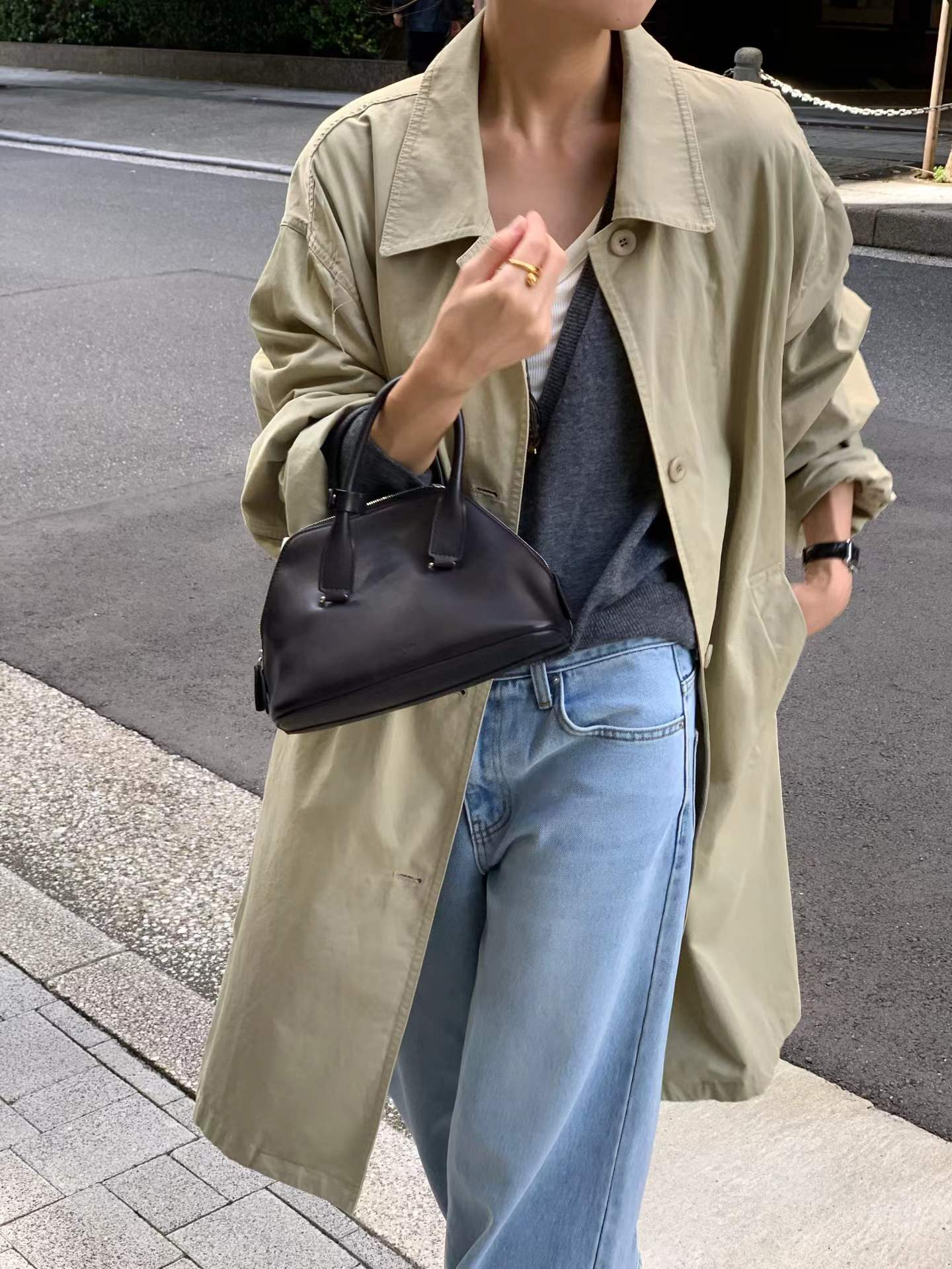 Ounce vintage-wash trench coat-2col