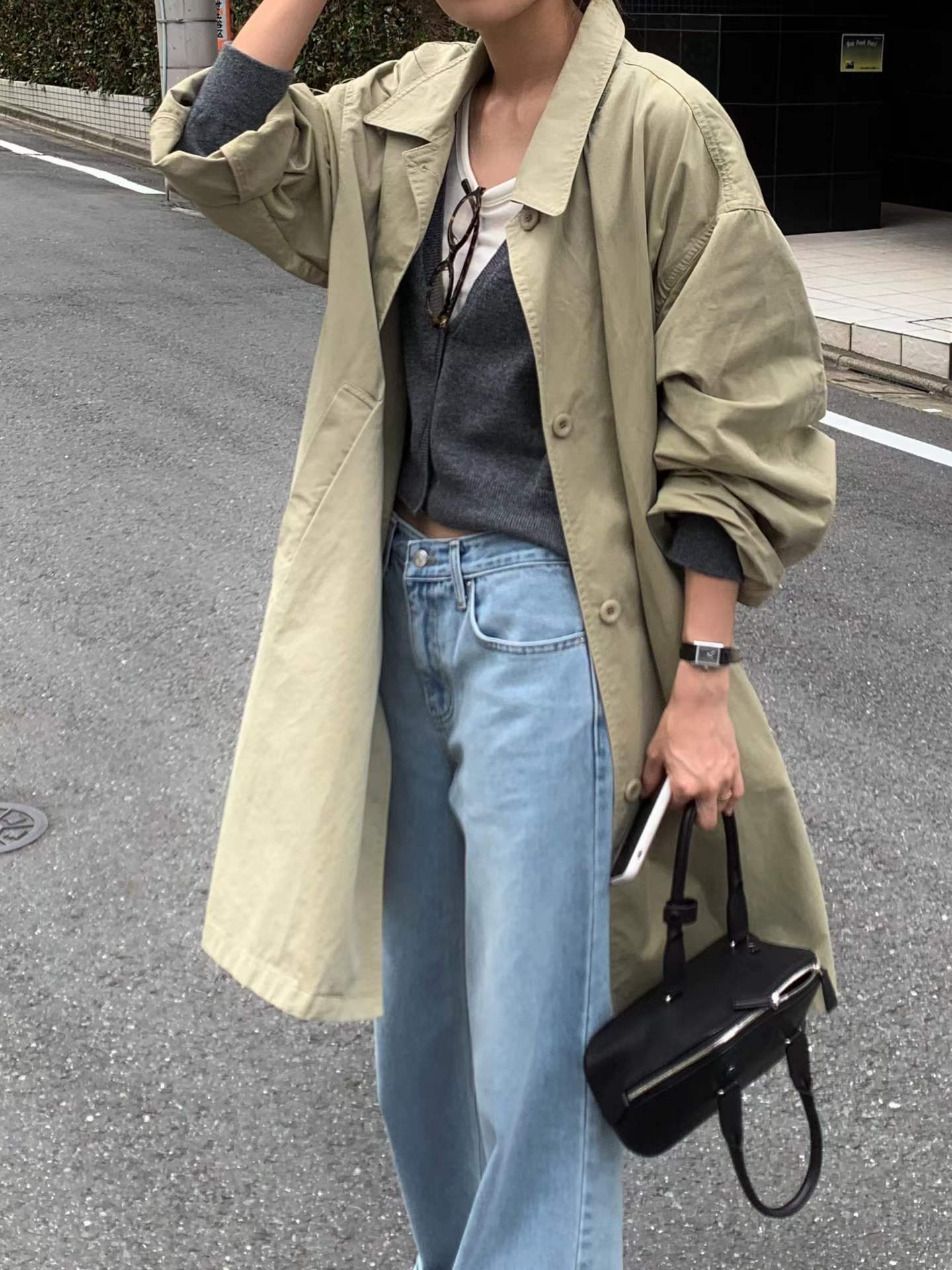 Ounce vintage-wash trench coat-2col