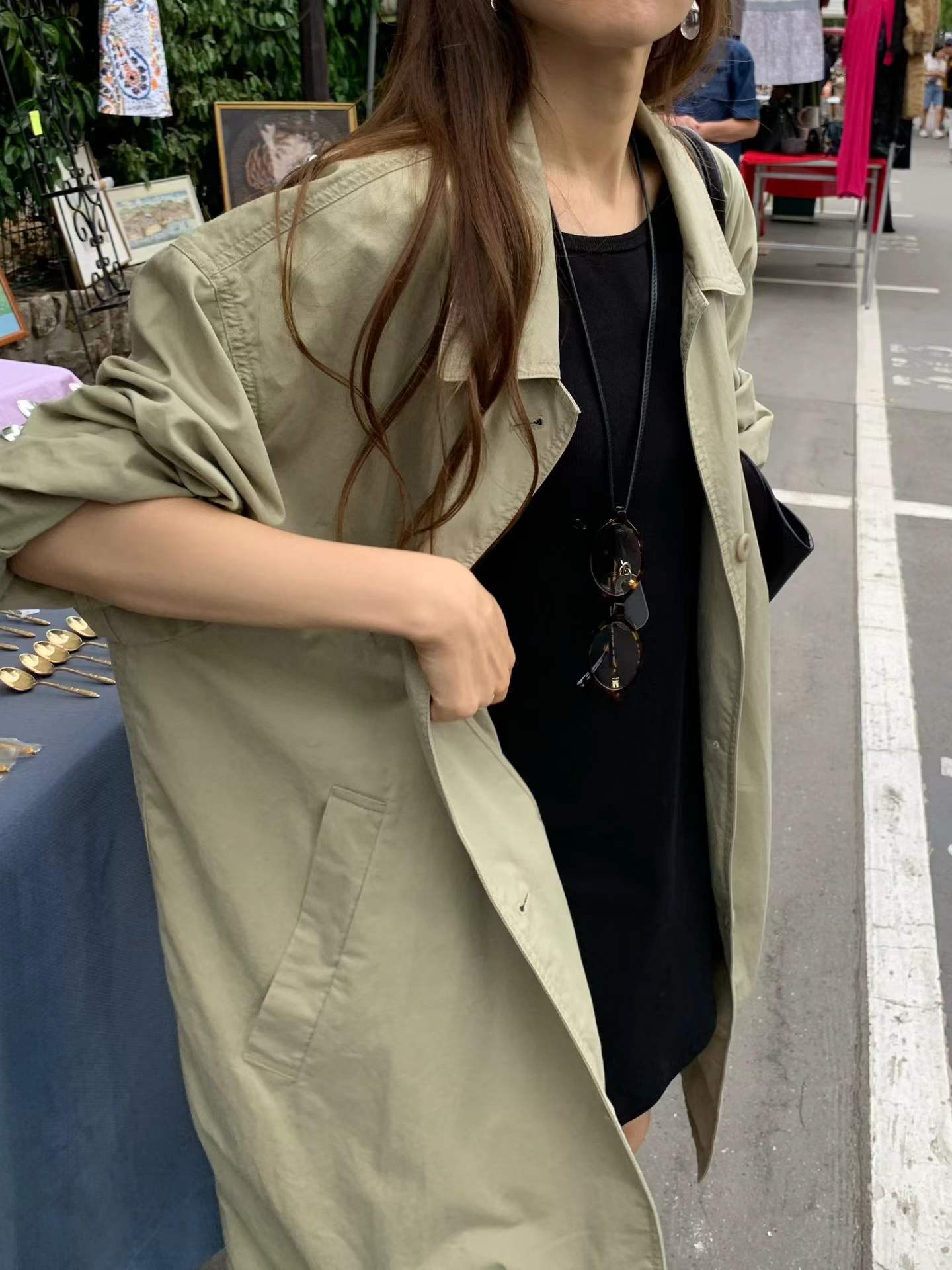 Ounce vintage-wash trench coat-2col