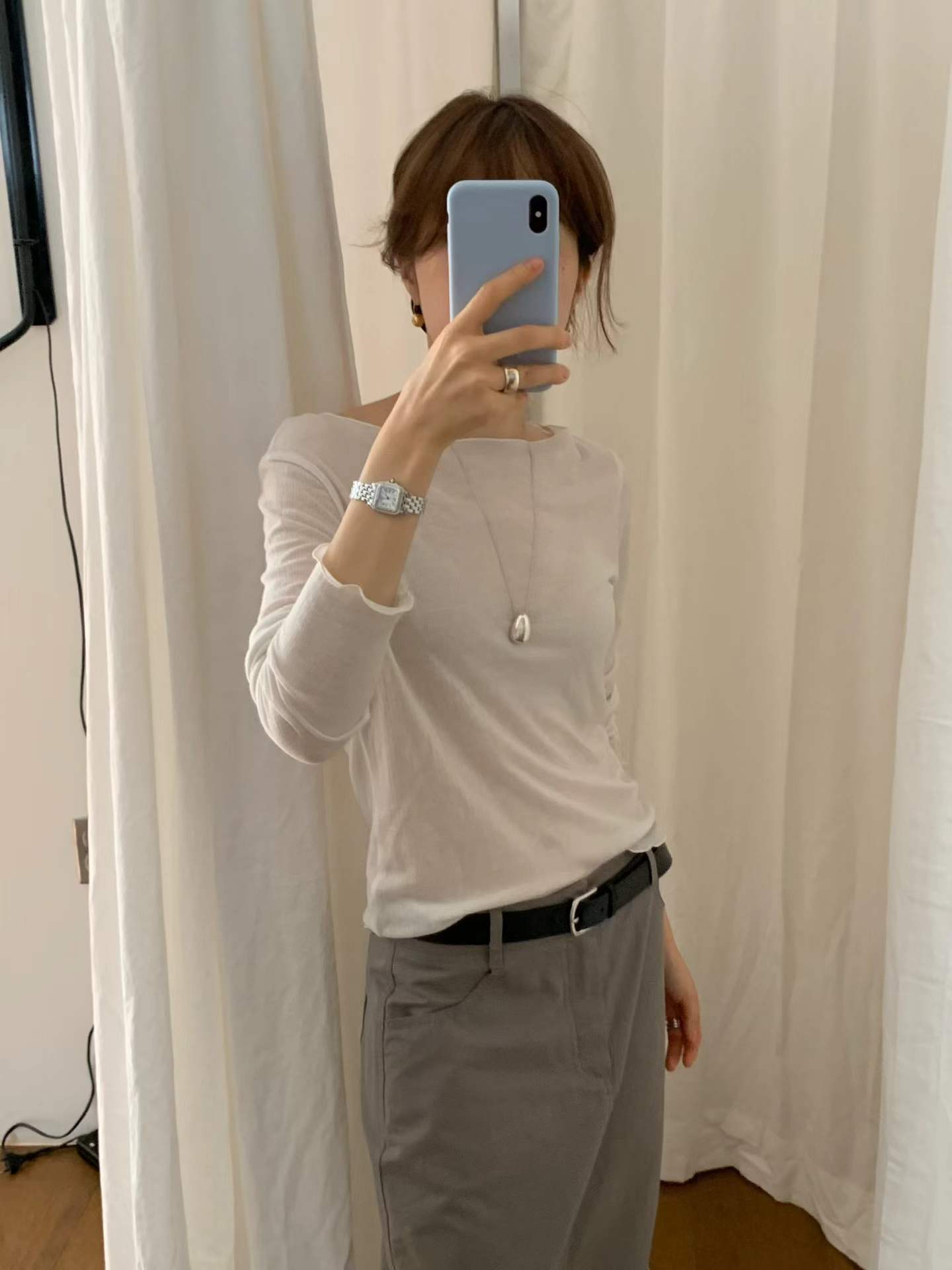 Ounce may rib long-sleeve T-4col