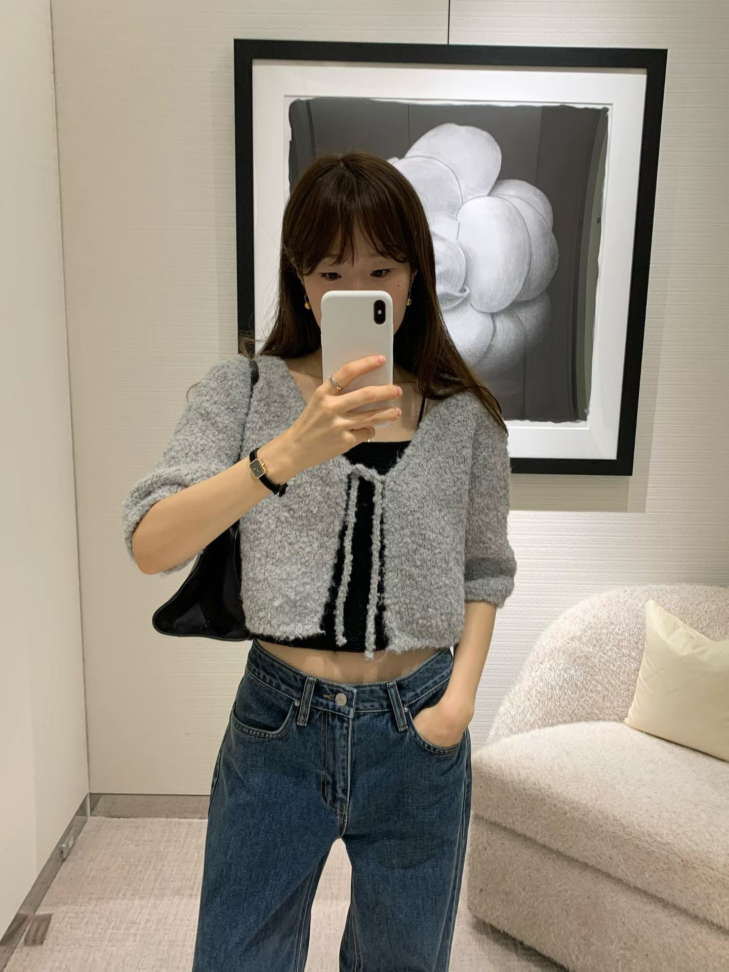 Ounce poodle crop cardigan-2col