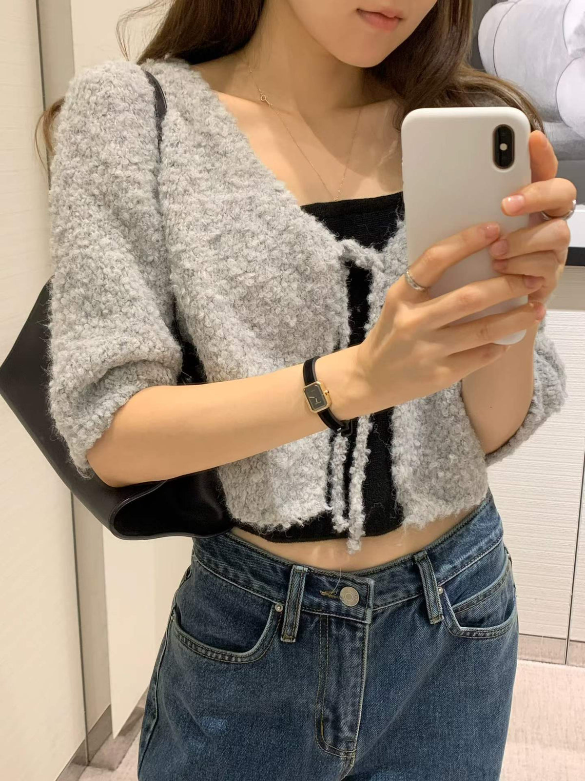 Ounce poodle crop cardigan-2col