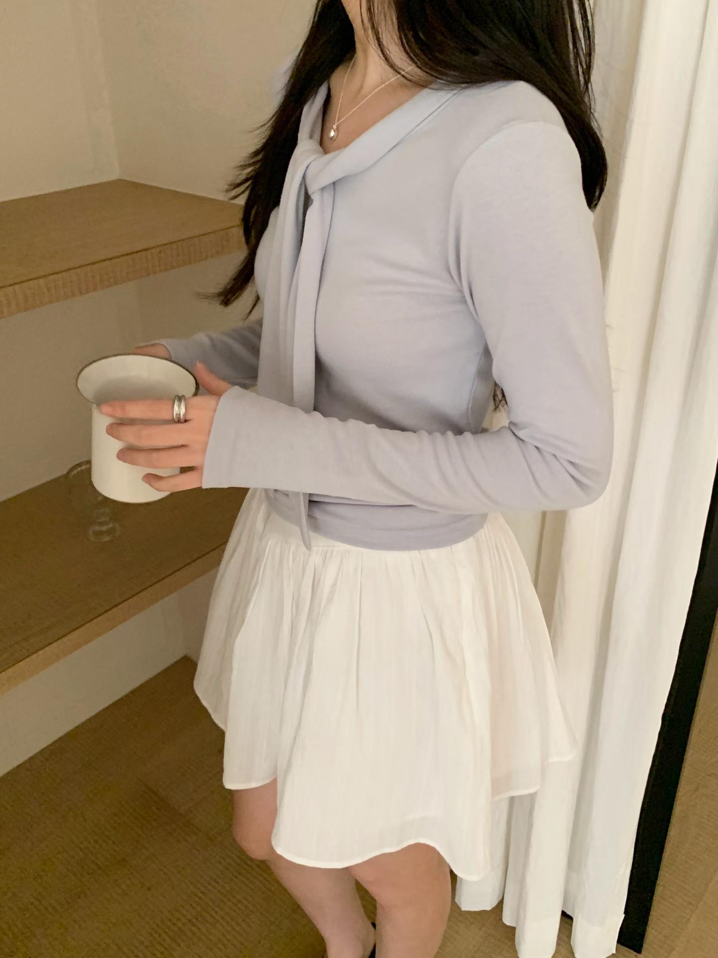 bony tie long-sleeve T-4col