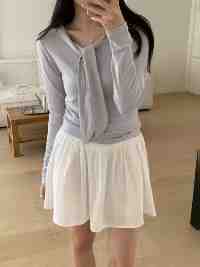 bony tie long-sleeve T-4col