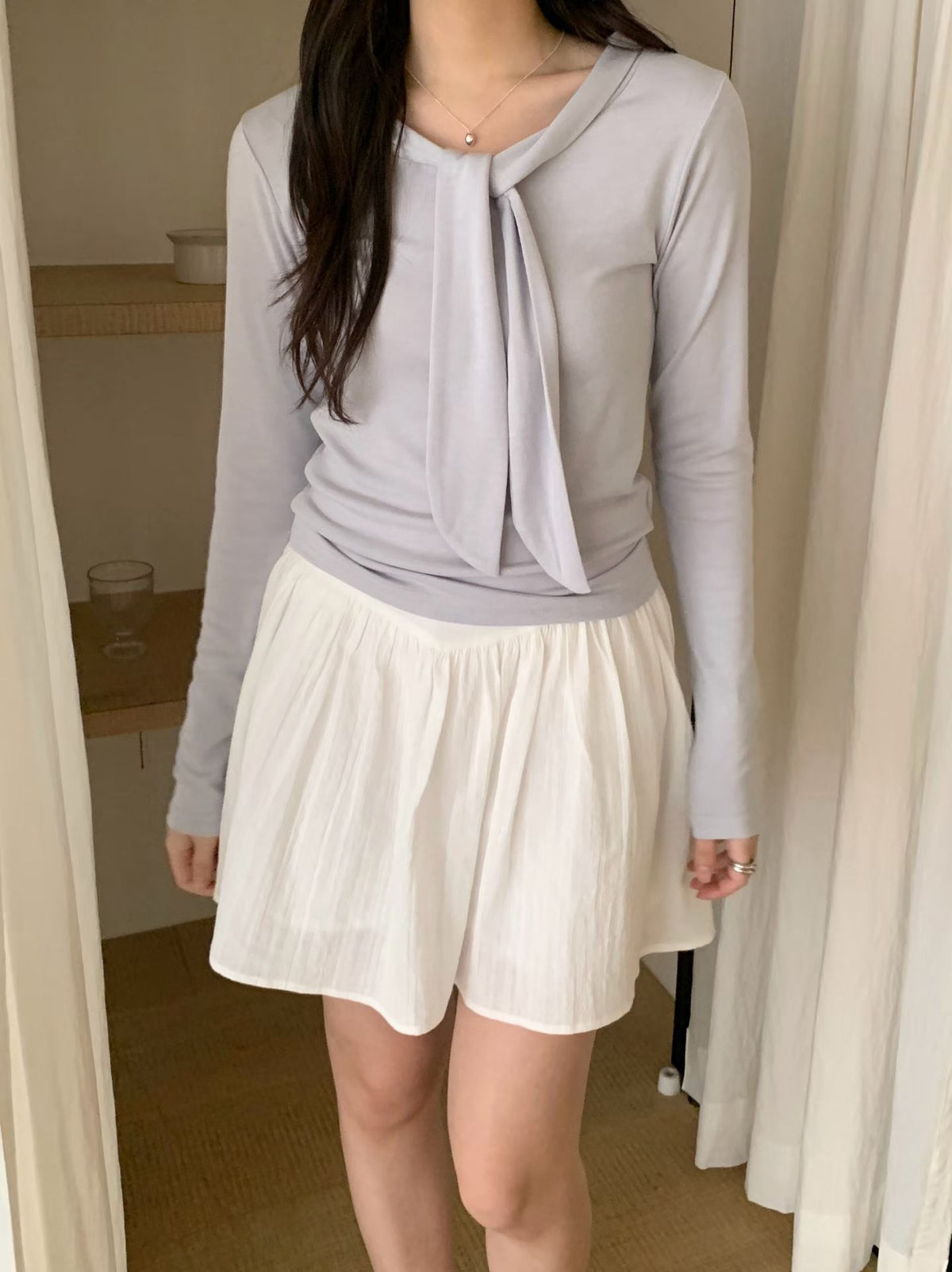 bony tie long-sleeve T-4col