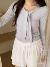 bony tie long-sleeve T-4col