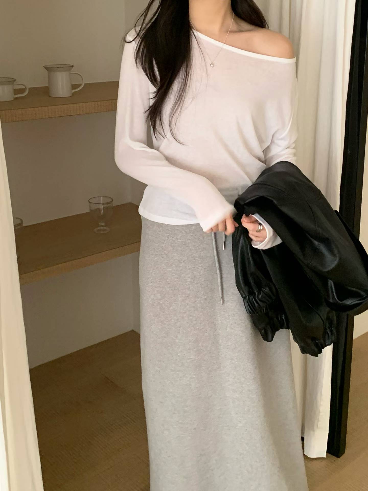 hane seethrough long-sleeve t-5col