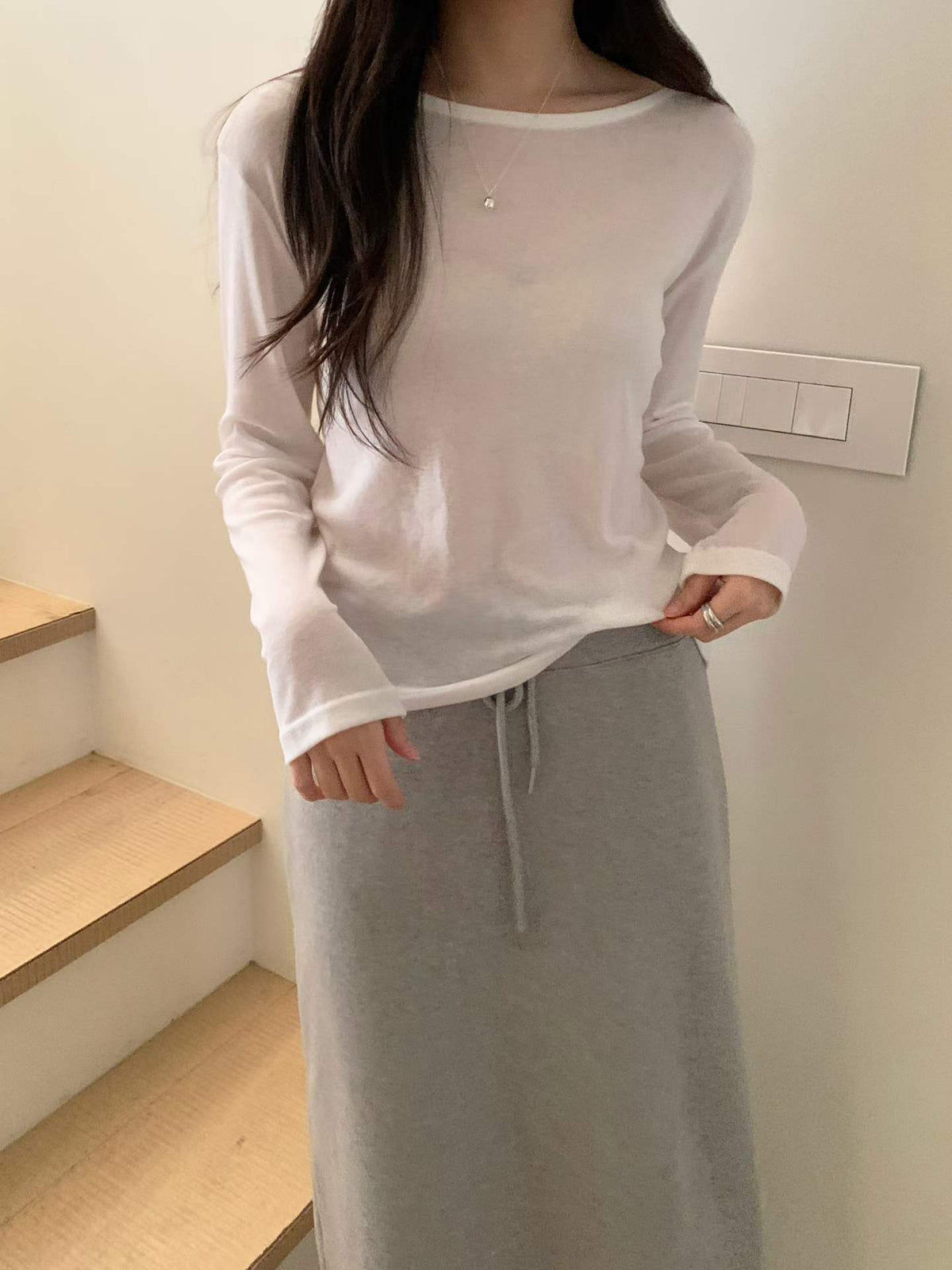 hane seethrough long-sleeve t-5col