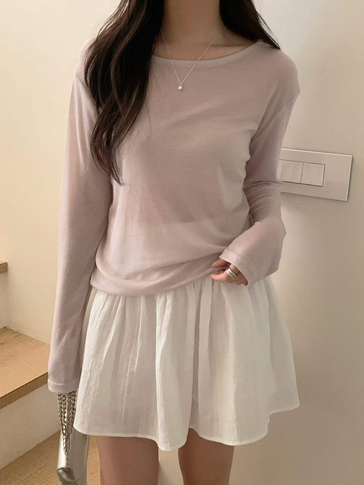 hane seethrough long-sleeve t-5col