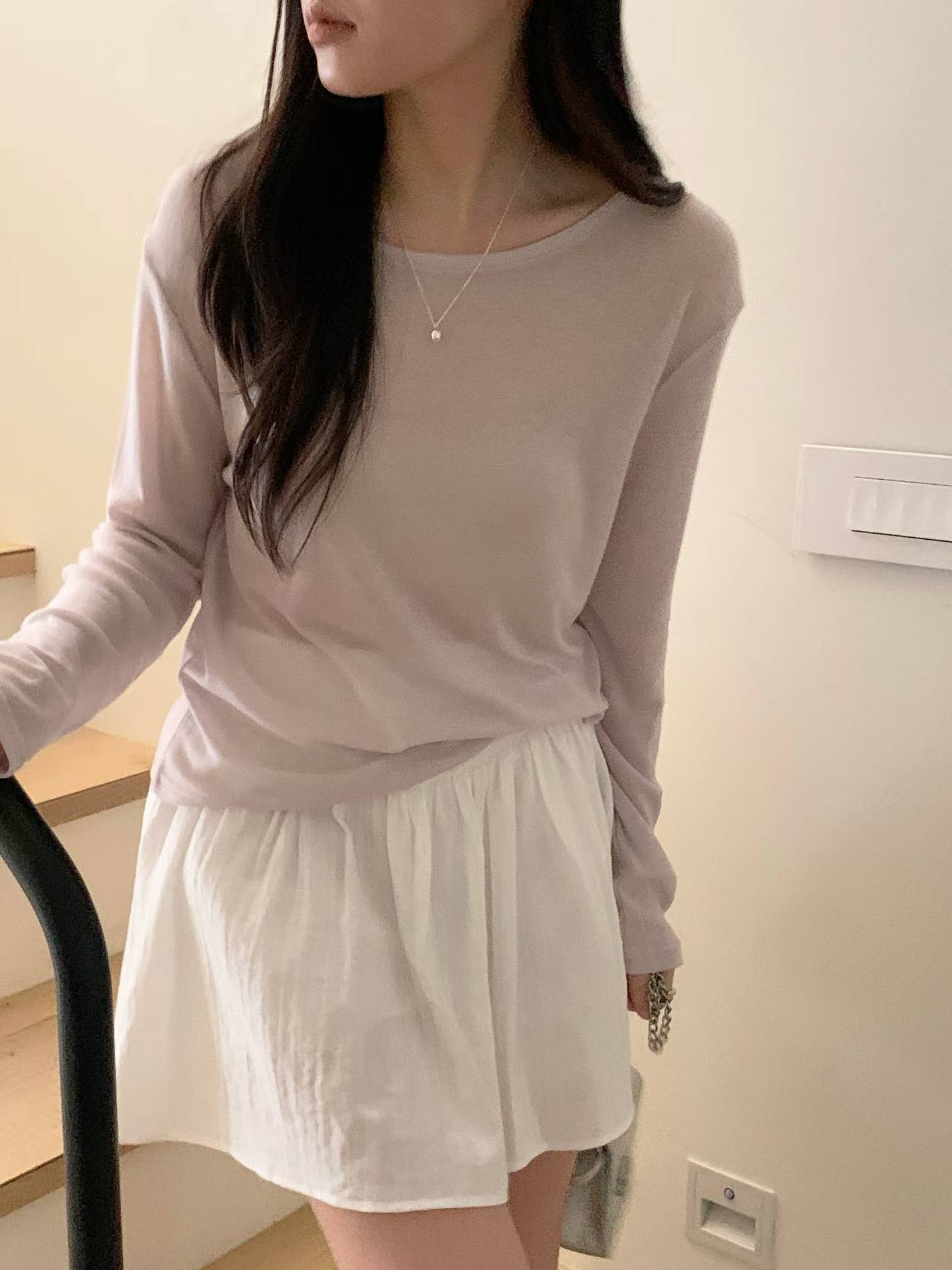 hane seethrough long-sleeve t-5col