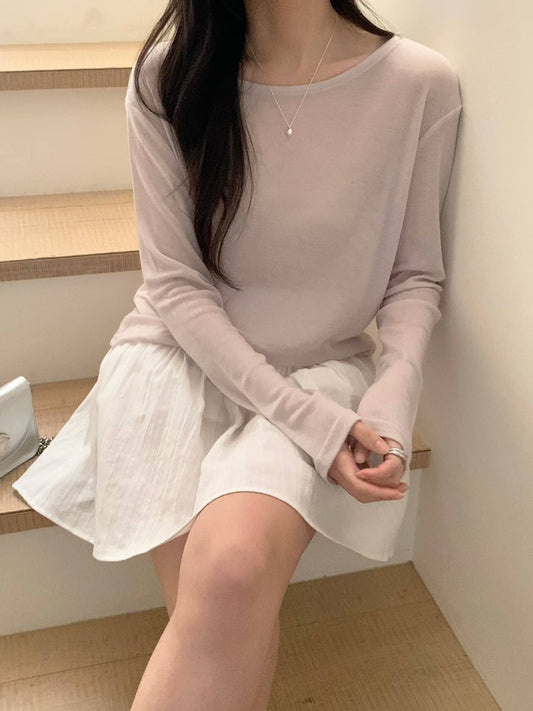 hane seethrough long-sleeve t-5col