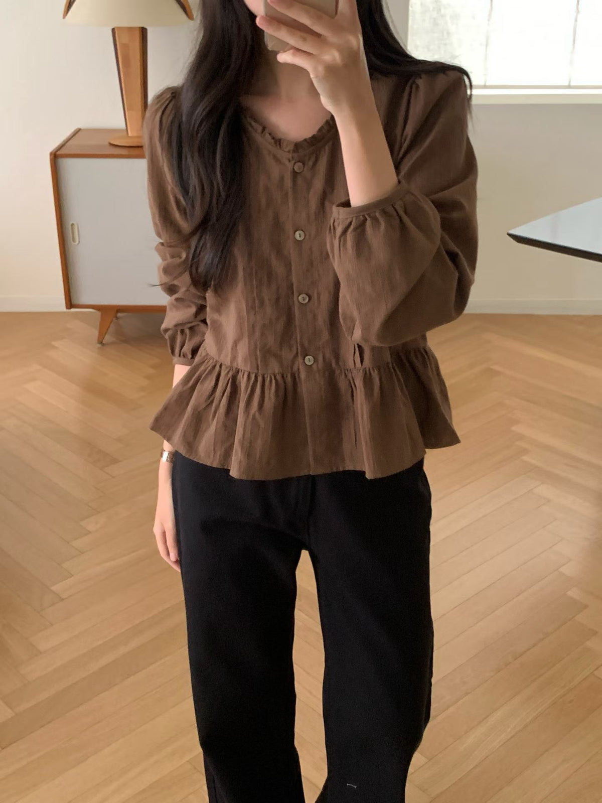 butter frill blouse-2col