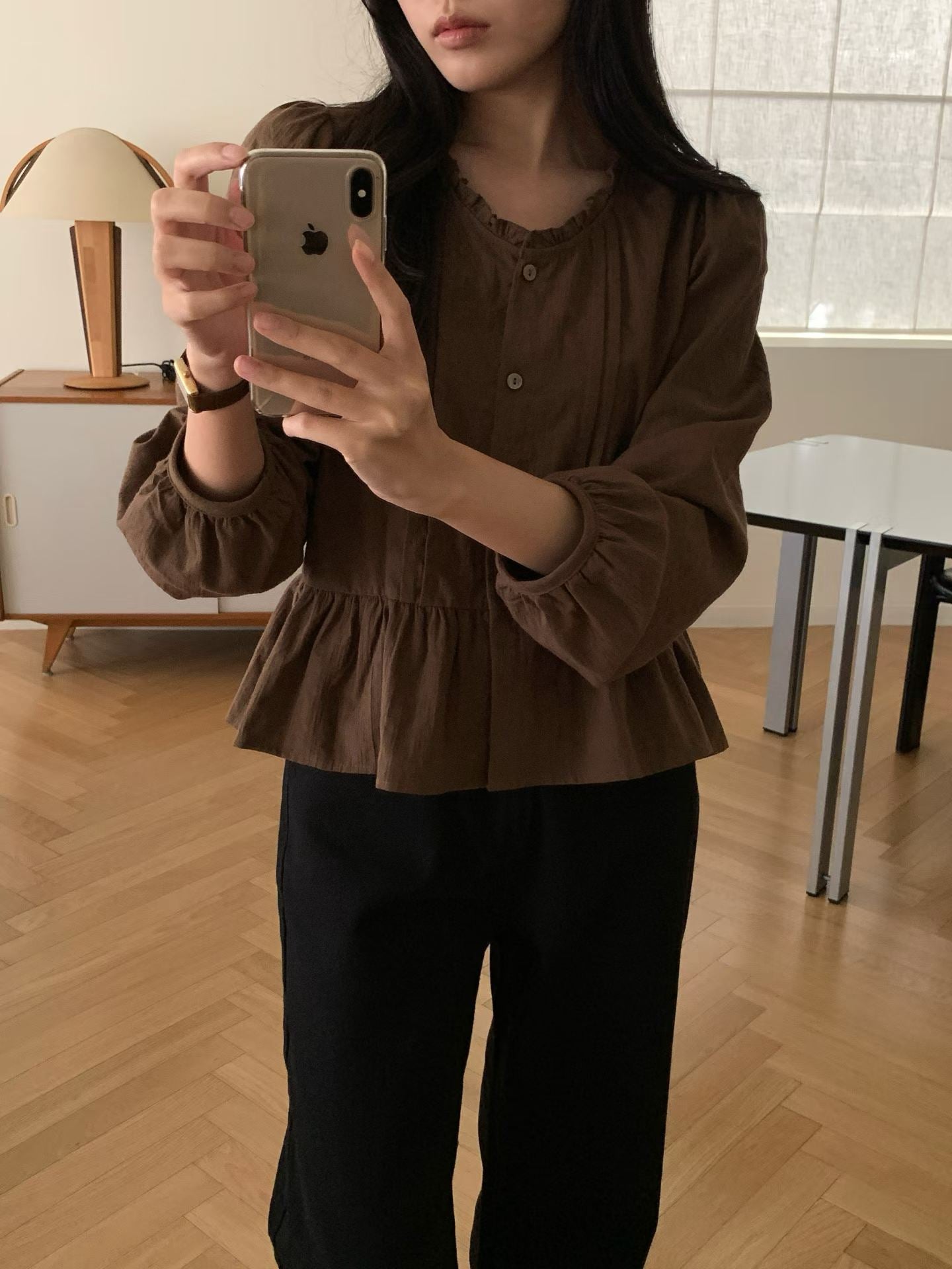 butter frill blouse-2col