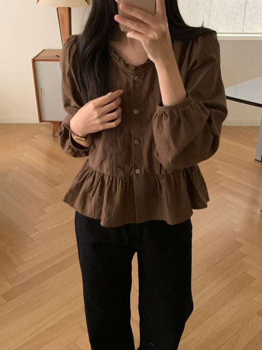 butter frill blouse-2col