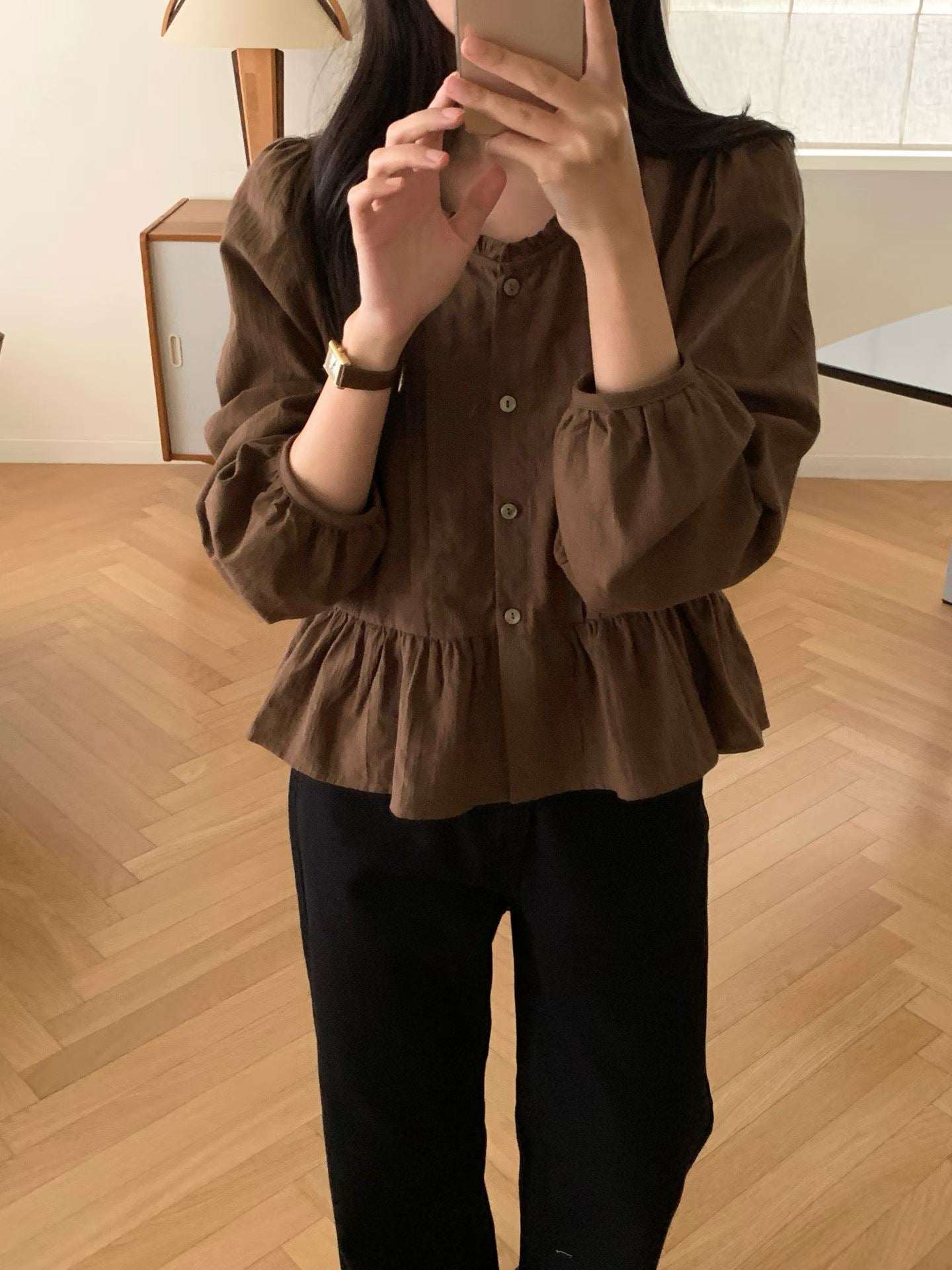 butter frill blouse-2col
