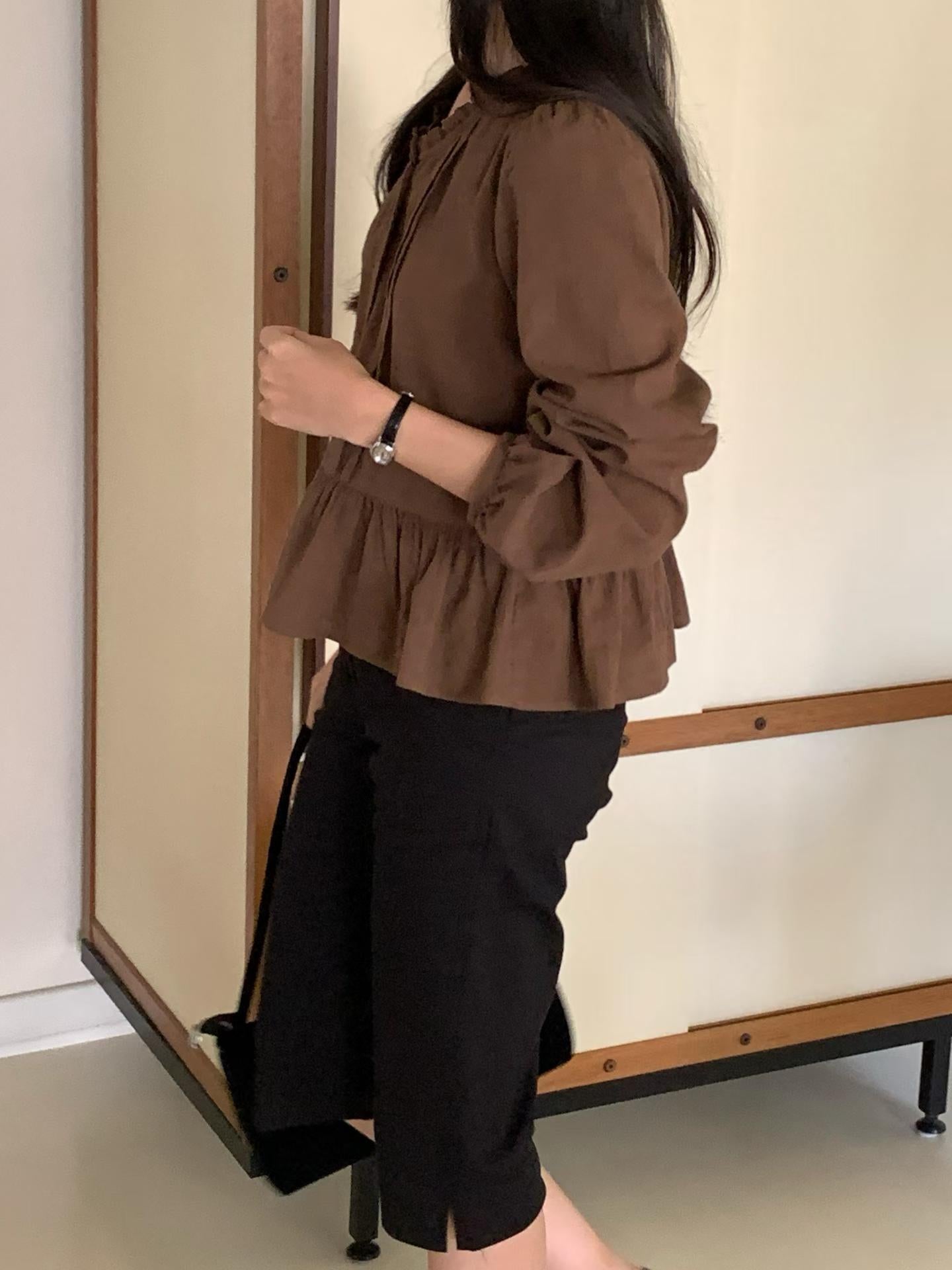 butter frill blouse-2col