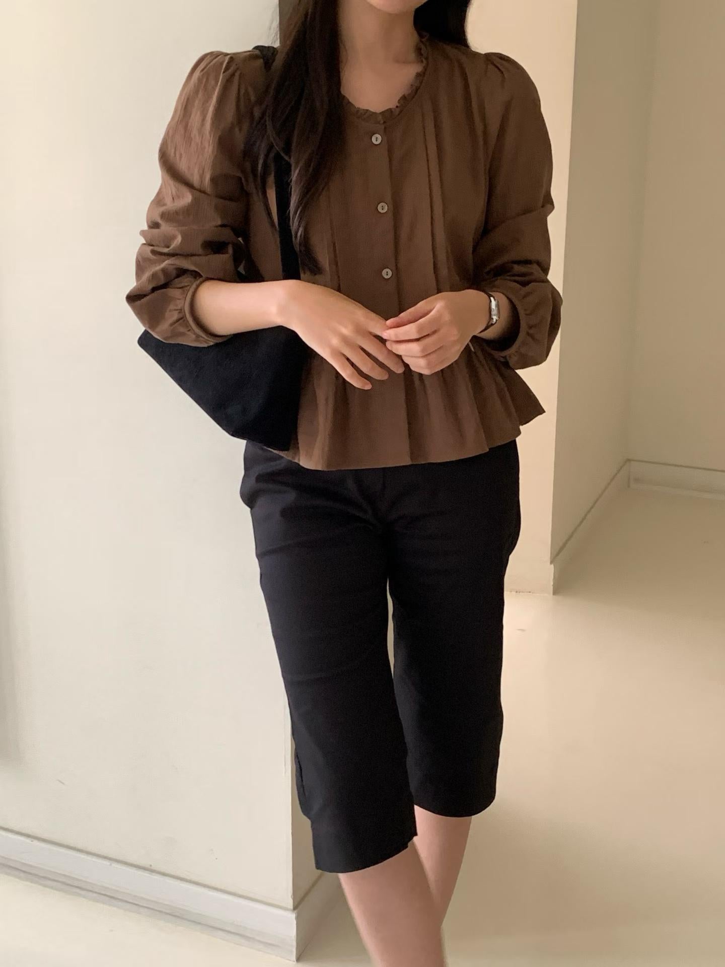 butter frill blouse-2col