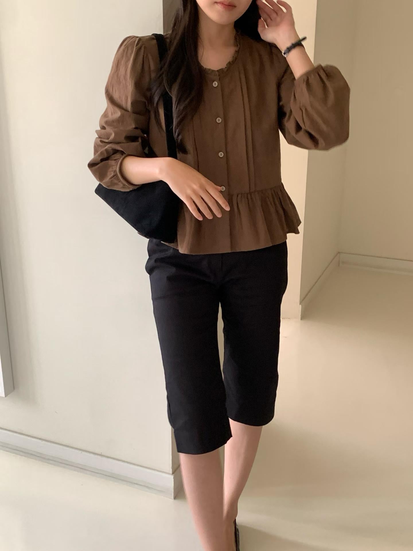 butter frill blouse-2col