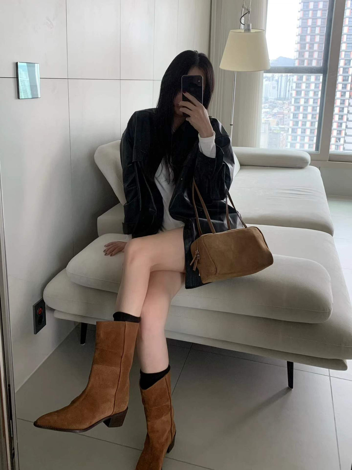 Suede shoulder bag-3col