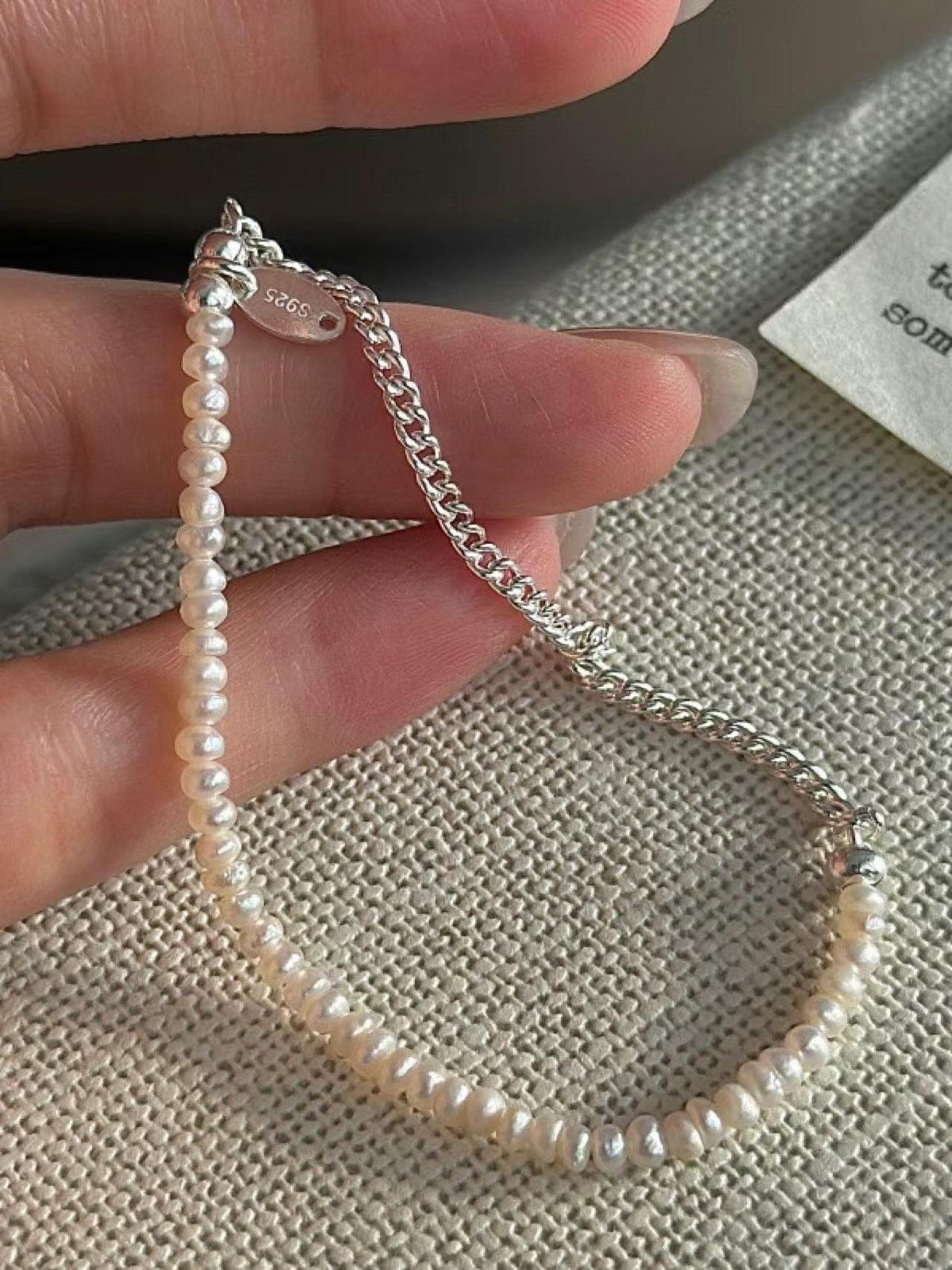 Silver Chain Pearl Banding Bracelet