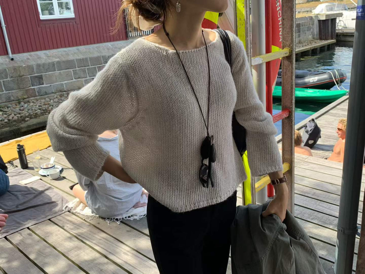 Ounce heather alpaca crop knit-2col
