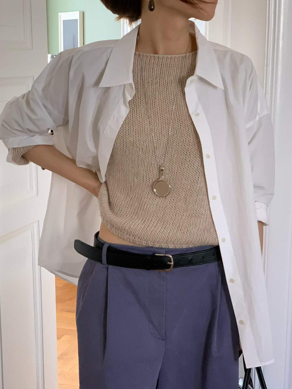 Ounce heather alpaca crop knit-2col