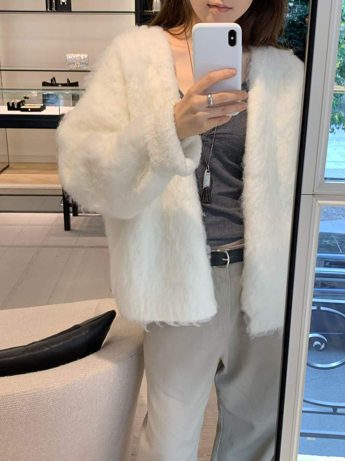 Ounce brush no collar cardigan