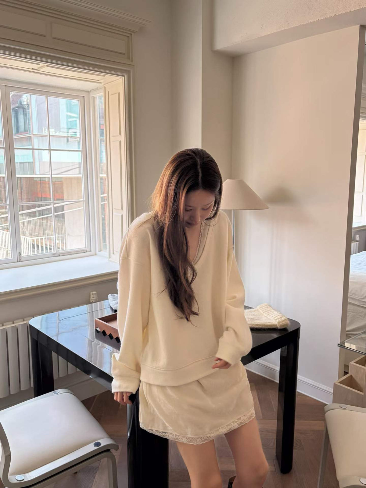 Ounce wool v-neck mtm-2col