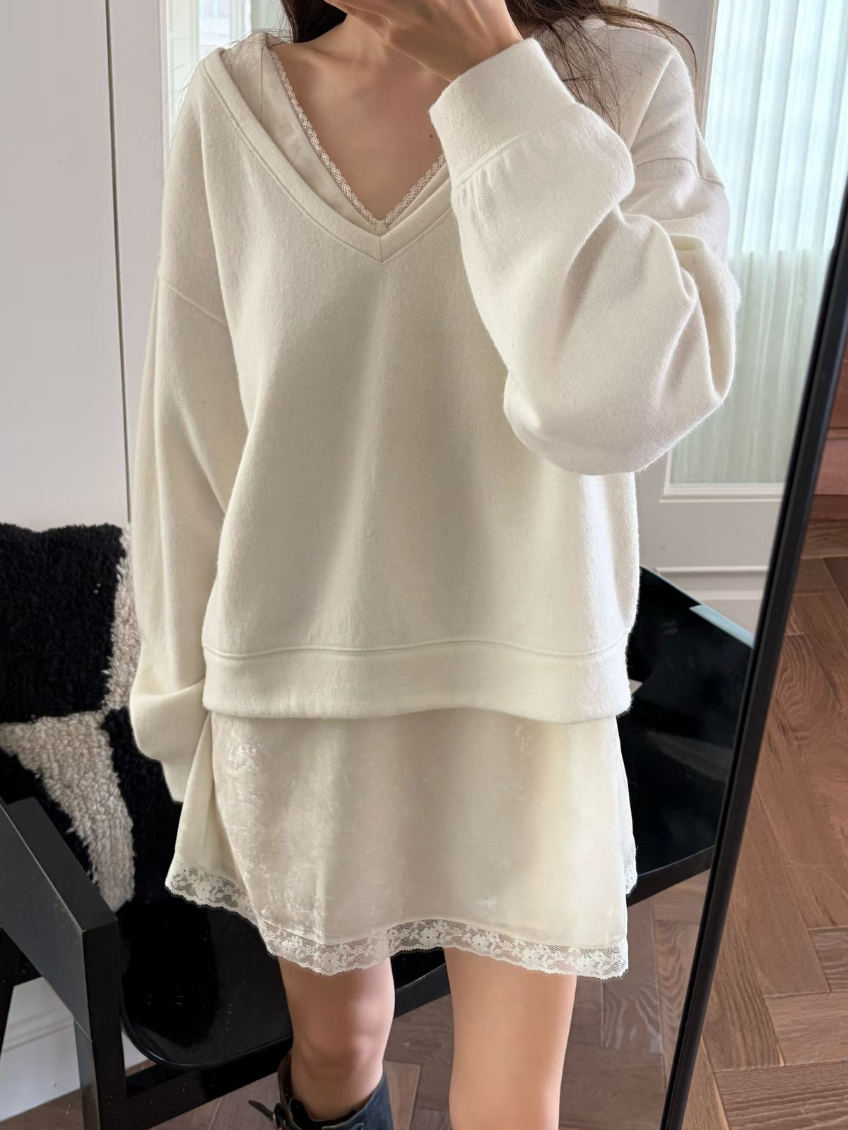 Ounce wool v-neck mtm-2col