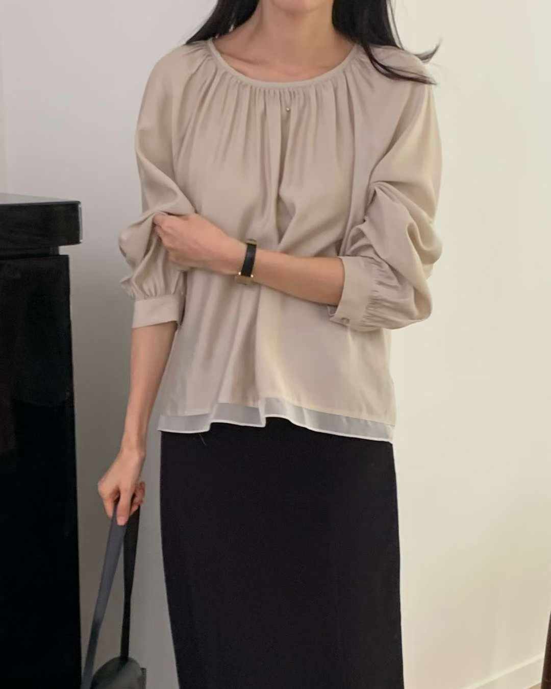 Merry reglan chiffon blouse-2col