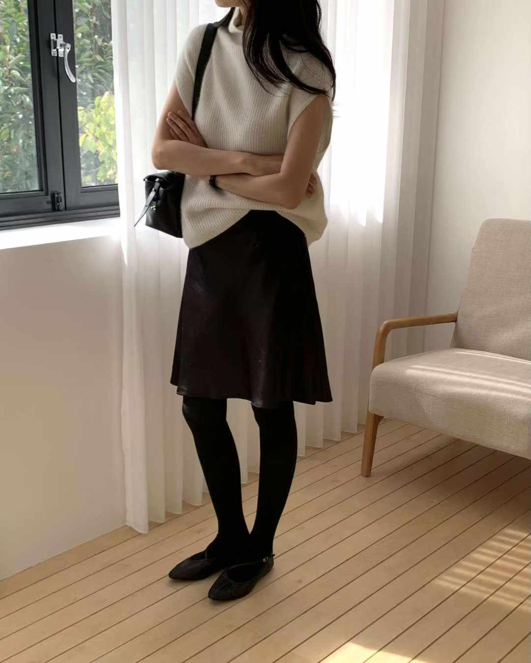 Raccoon turtleneck sleeveless knit-3col