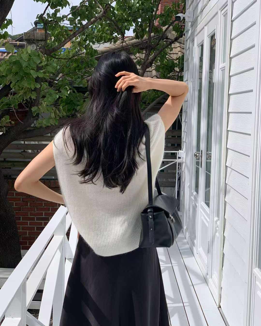 Raccoon turtleneck sleeveless knit-3col